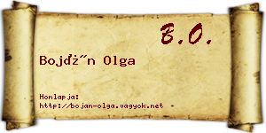 Boján Olga névjegykártya
